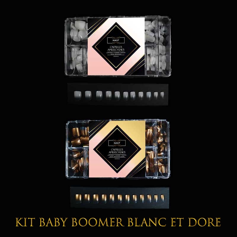 KIT CAPSULES AMERICAINES NKF Natural Carré Court BABY BOOMER BLANC ET DORE
