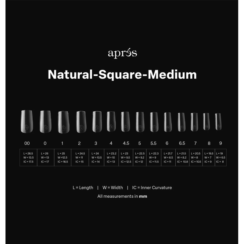 CAPSULES GEL-X NATURAL SQUARE MEDIUM/CARRE MEDIUM 2.0 TIPS 14 TAILLES
