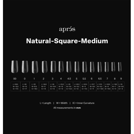 CAPSULES GEL-X NATURAL SQUARE MEDIUM/CARRE MEDIUM 2.0 TIPS 14 TAILLES