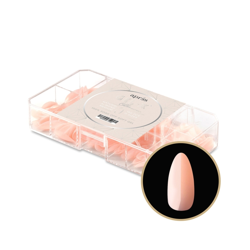 NEUTRALS GEL-X CHLOE NATURAL ALMOND/AMANDE MEDIUM BOX OF TIPS 150PCS - 11 SIZES