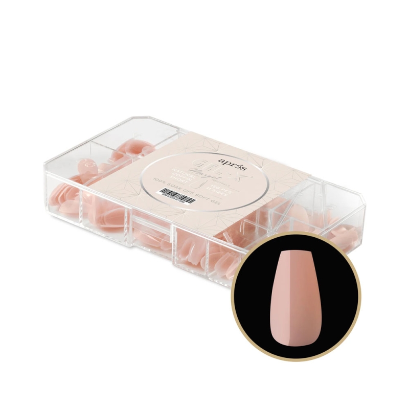 NEUTRALS GEL-X® MARGOT NATURAL COFFIN SHORT/COURT BOX OF TIPS 150PCS - 11 SIZES