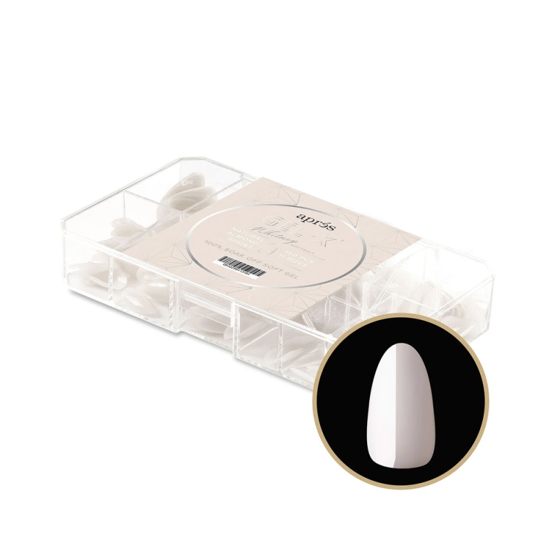 NEUTRALS GEL-X® WHITNEY NATURAL ALMOND/AMANDA SHORT BOX OF TIPS 150PCS - 11 SIZES