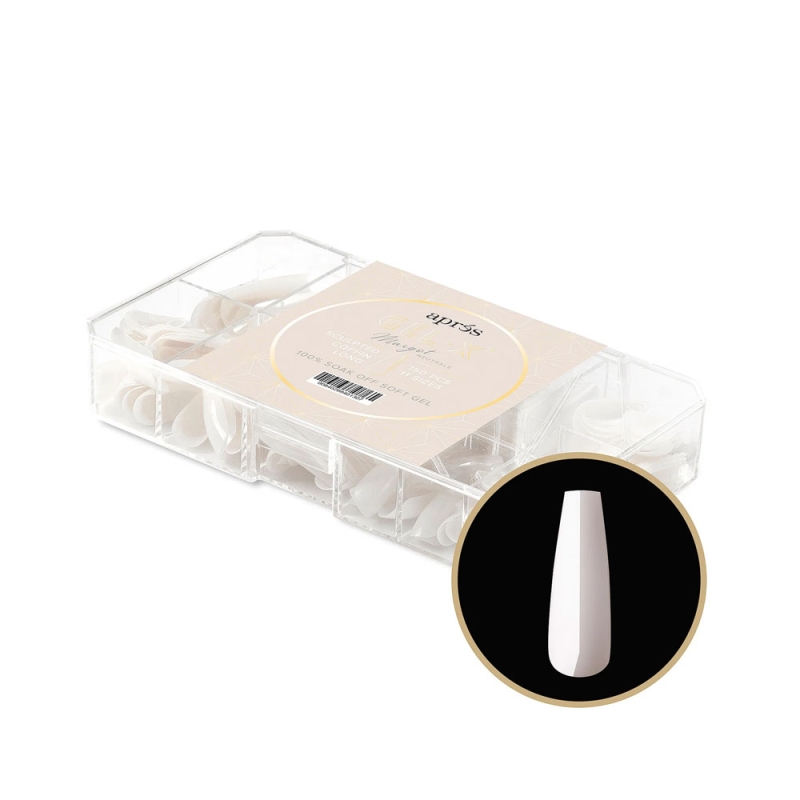 NEUTRALS GEL-X® WHITNEY SCULPTED COFFIN LONG BOX OF TIPS 150PCS - 11 SIZES