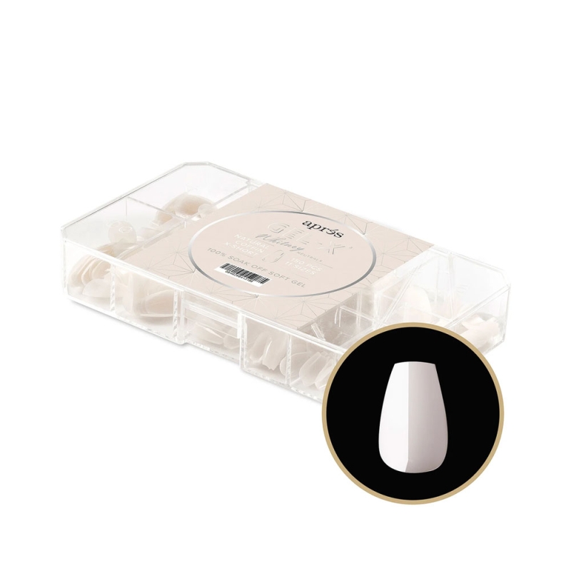 NEUTRALS GEL-X®  WHITNEY NATURAL COFFIN EXTRA SHORT BOX OF TIPS 150PCS - 11 SIZES