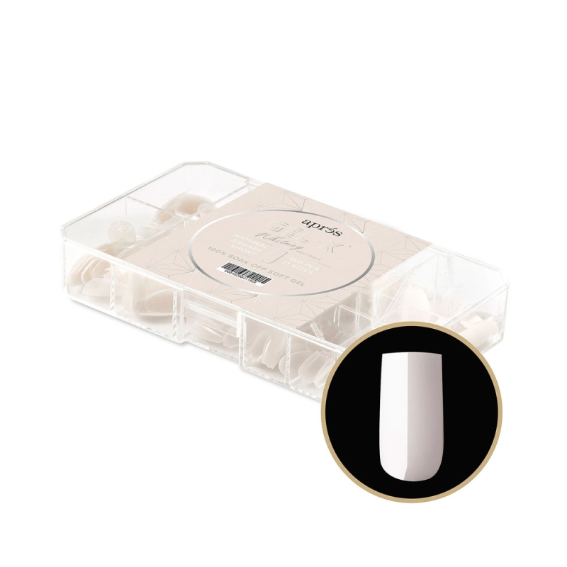 NEUTRALS GEL-X®  WHITNEY NATUREL SQUARE SHORT BOX OF TIPS 150PCS - 11 SIZES