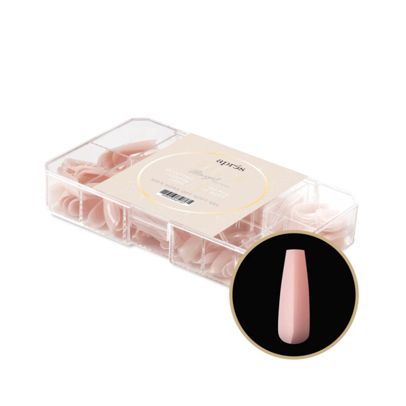 NEUTRALS GEL-X® MARGOT SCULPTED COFFIN LONG BOX OF TIPS 150PCS - 11 SIZES
